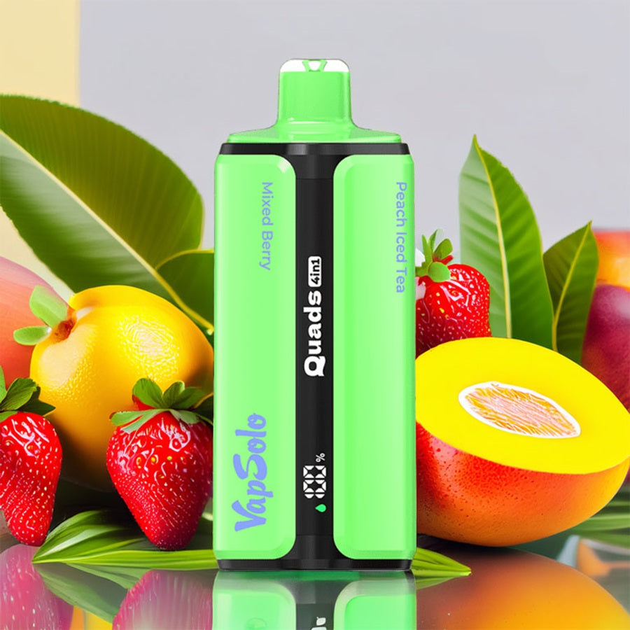 VapSolo Quads 80000 – Mixed Berry & Strawberry Mango & Fresh Fruit Tea #1 & Peach Iced Tea 2%