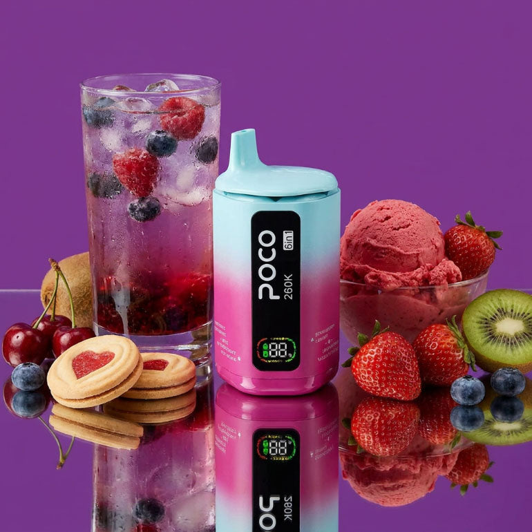 Poco 260K 6IN1 – Blue Razz Lemonade & Strawberry Ice Cream & Strawberry Cherry & Strawberry Vanilla Cookie & Mixed Berries & Blueberry Kiwi 5%