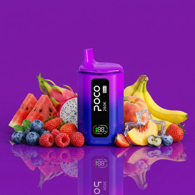 Poco 260K 6IN1 – Strawberry Banana & Strawberry Watermelon & Black Ice Dragon Fruit Stawberr & Peach Ice & Blueberry Ice & Blue Razz Lemonade 5%