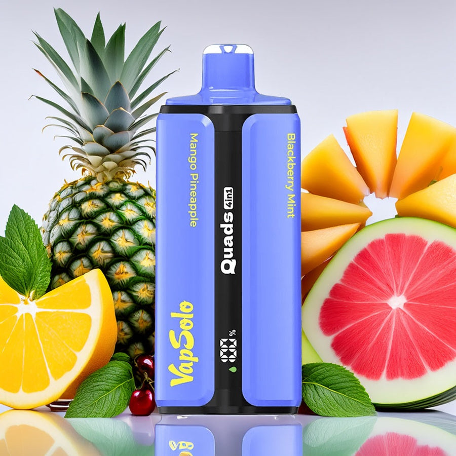 VapSolo Quads 80000 – Mango Pineapple & Blue Razz Cherry & Watermelon Cherry & Blackberry Mint 2%