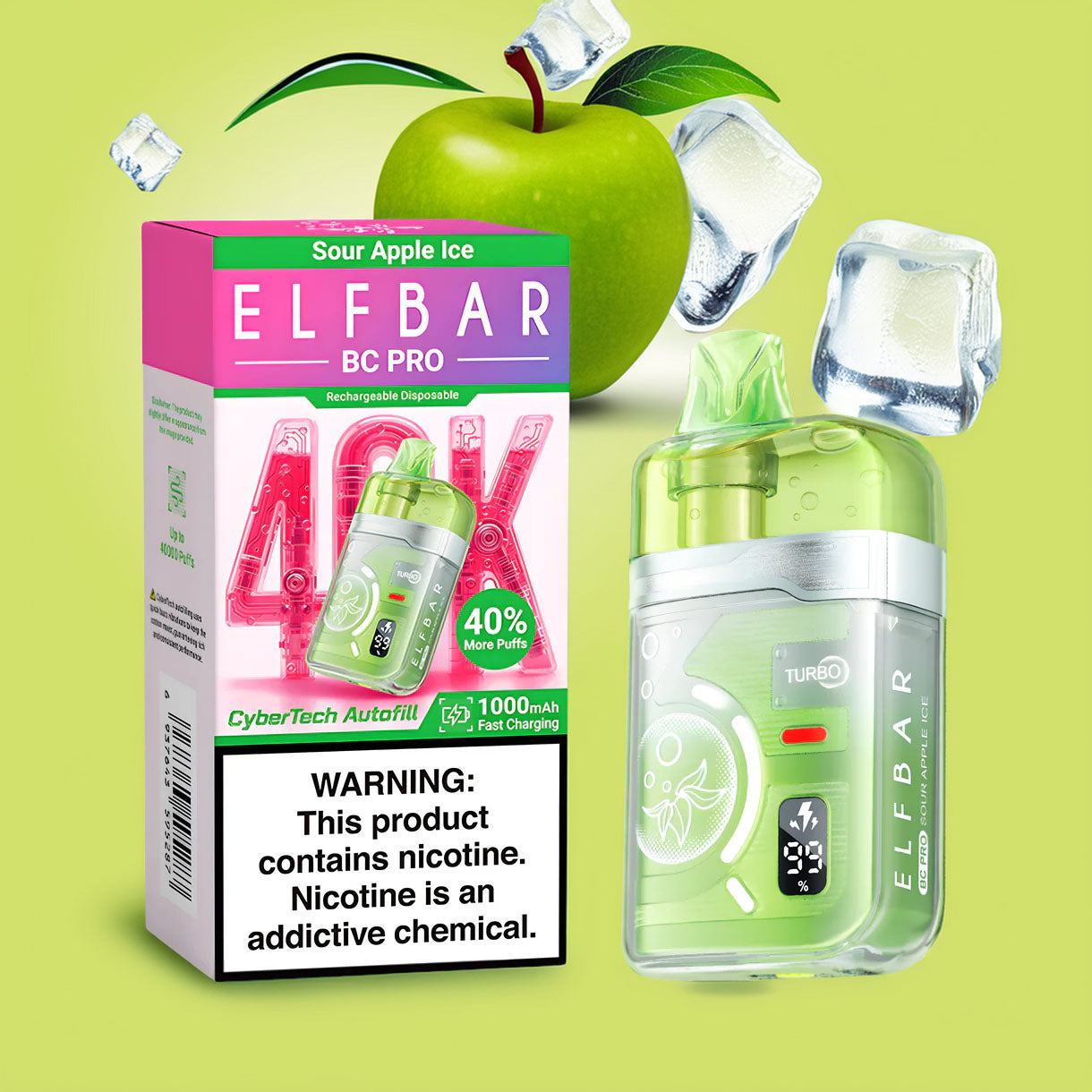 Elf Bar BC 40000 Pro – Sour Apple Ice 5%